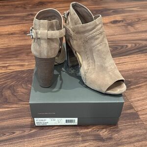 Vince Camuto Women's Beige Peep-Toe Heeled Boots